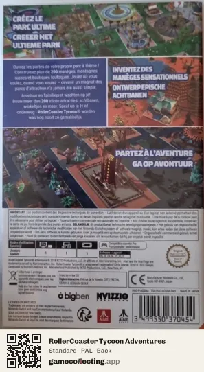 RollerCoaster Tycoon Adventures Nintendo Switch, PAL box back
