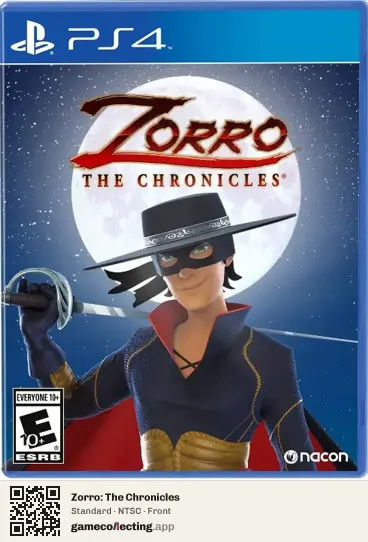 Zorro: The Chronicles PlayStation 4, NTSC box front