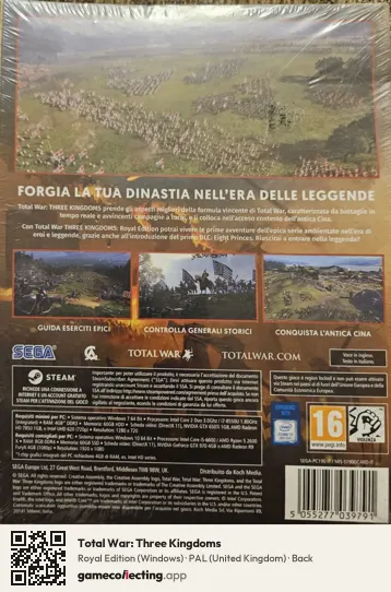 Total War: Three Kingdoms Computer, United Kingdom box back