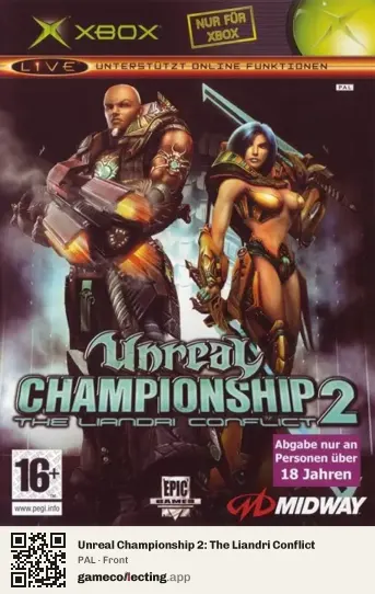 Unreal Championship 2: The Liandri Conflict Xbox, PAL box front