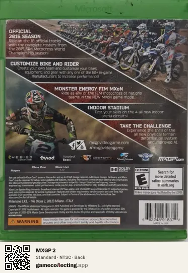 MXGP 2 Xbox One, NTSC box back