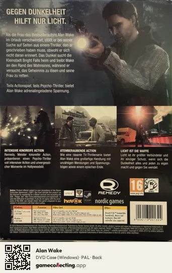 Alan Wake Computer, PAL box back