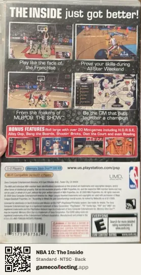 NBA 10: The Inside PlayStation Portable, NTSC box back