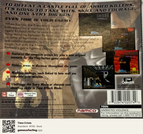 Time Crisis PlayStation, NTSC box back