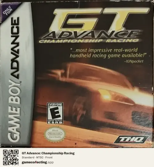 GT Advance: Championship Racing Game Boy Advance, NTSC box front