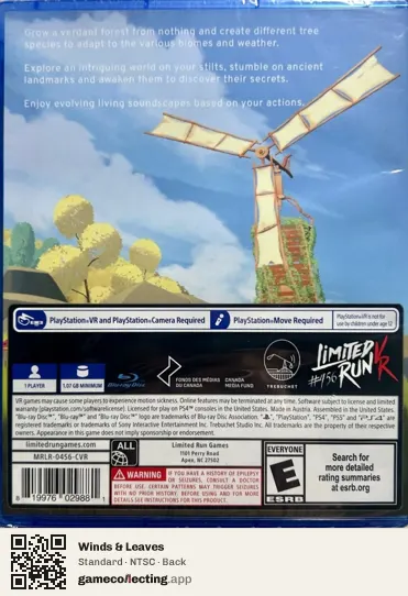 Winds & Leaves PlayStation 4, NTSC box back