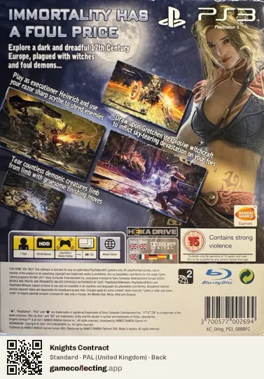 Knights Contract PlayStation 3, United Kingdom box back
