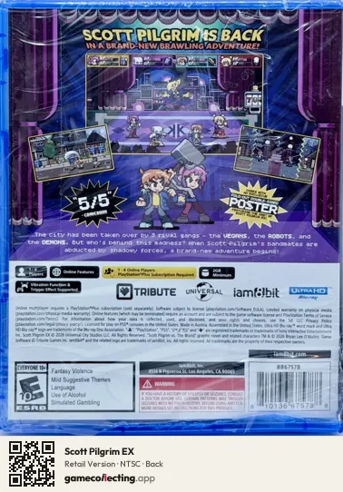 Scott Pilgrim EX PlayStation 5, NTSC box back