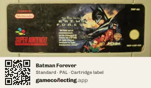 Batman Forever Super Nintendo Entertainment System, PAL cartridge label