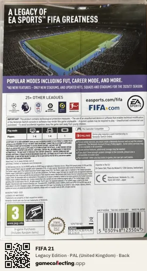 FIFA 21 Nintendo Switch, United Kingdom box back