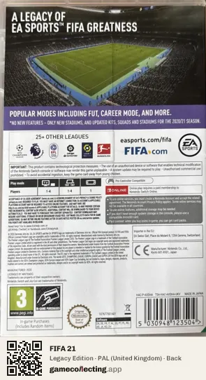 FIFA 21 Nintendo Switch, United Kingdom box back