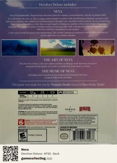 Neva Nintendo Switch, NTSC box back