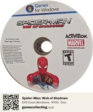 Spider-Man: Web of Shadows Computer, NTSC disc