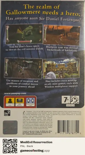 MediEvil Resurrection PlayStation Portable, PAL box back