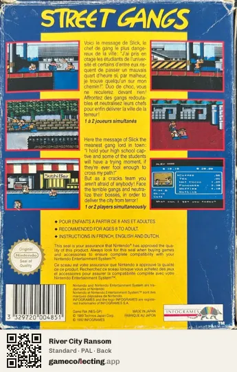 River City Ransom Nintendo Entertainment System, PAL box back