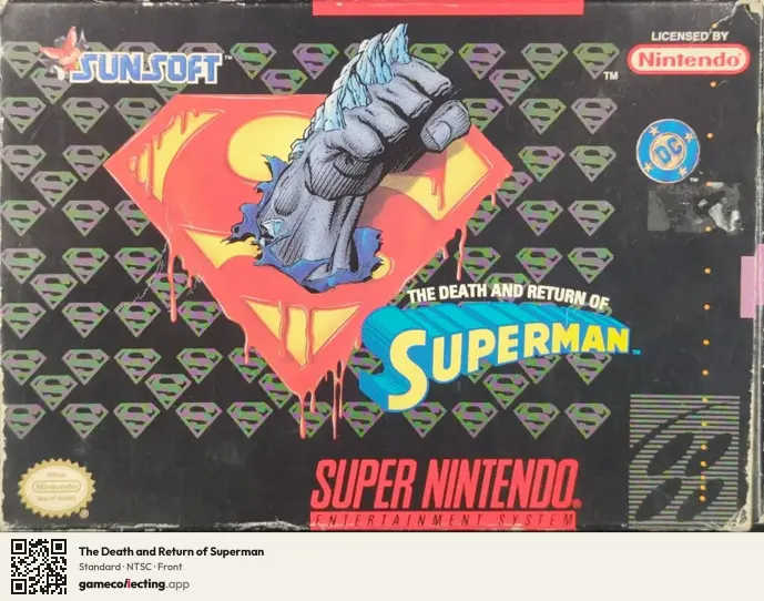 The Death and Return of Superman Super Nintendo Entertainment System, NTSC box front
