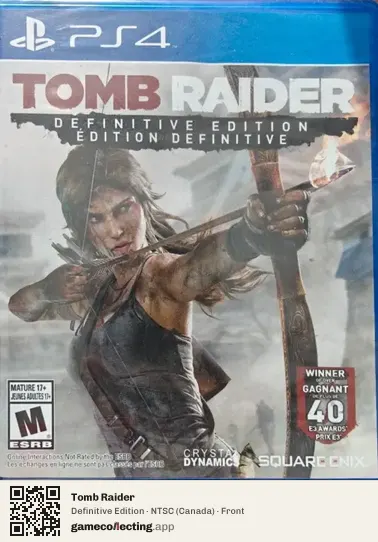 Tomb Raider PlayStation 4, Canada box front