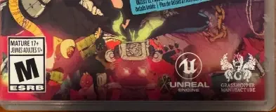 Travis Strikes Again: No More Heroes, the ESRB box on its front