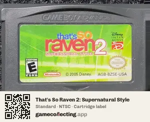 That's So Raven 2: Supernatural Style Game Boy Advance, NTSC cartridge label