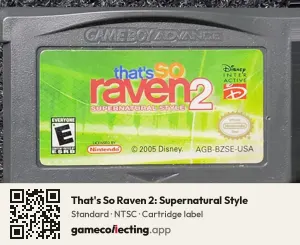 That's So Raven 2: Supernatural Style Game Boy Advance, NTSC cartridge label