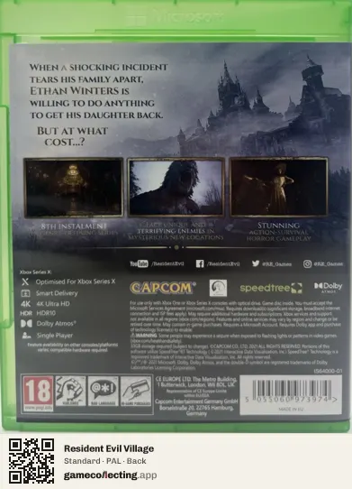 Resident Evil Village Xbox Series X, PAL box back