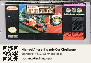 Michael Andretti's Indy Car Challenge Super Nintendo Entertainment System, NTSC cartridge label