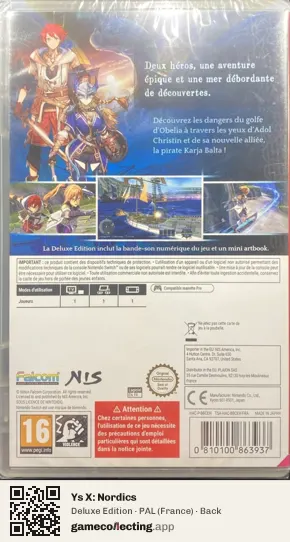 Ys X: Nordics Nintendo Switch, France box back