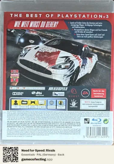 Need for Speed: Rivals PlayStation 3, Germany box back