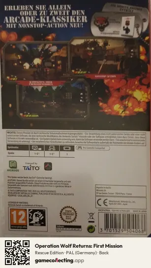 Operation Wolf Returns: First Mission Nintendo Switch, Germany box back