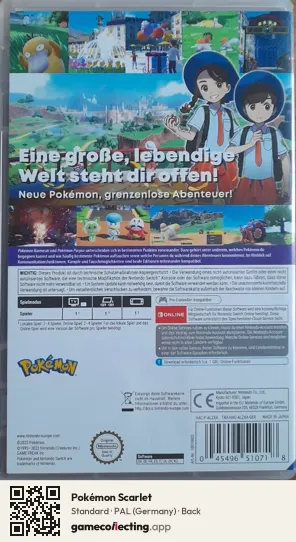 Pokémon Scarlet Nintendo Switch, Germany box back