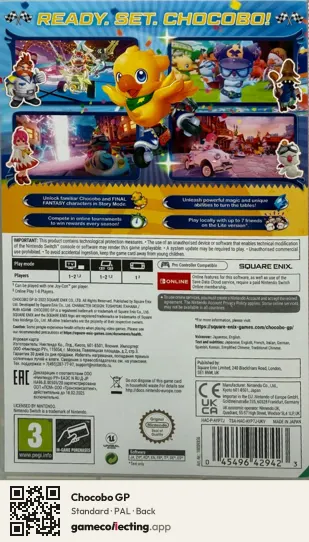 Chocobo GP Nintendo Switch, PAL box back