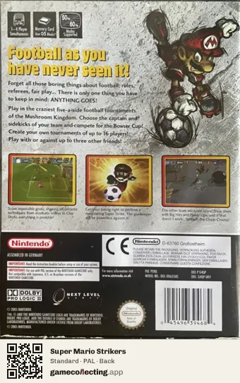 Super Mario Strikers Nintendo GameCube, PAL box back