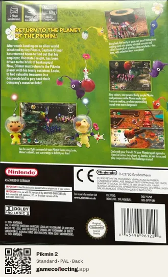 Pikmin 2 Nintendo GameCube, PAL box back