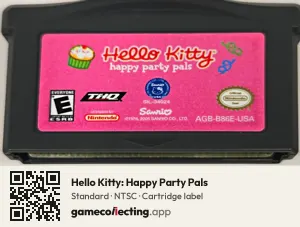 Hello Kitty: Happy Party Pals Game Boy Advance, NTSC cartridge label