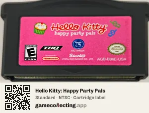 Hello Kitty: Happy Party Pals Game Boy Advance, NTSC cartridge label