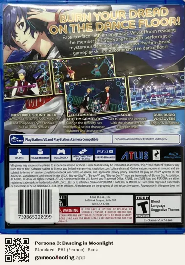 Persona 3: Dancing in Moonlight PlayStation 4, France box back