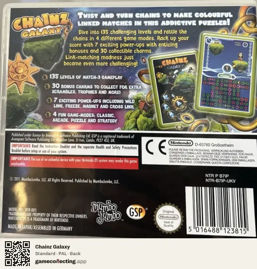 Chainz Galaxy Nintendo DS, PAL box back