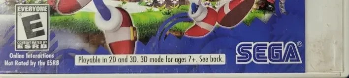 Sonic Generations, the ESRB box on its front