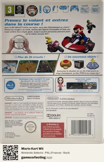 Mario Kart Wii Nintendo Wii, France box back