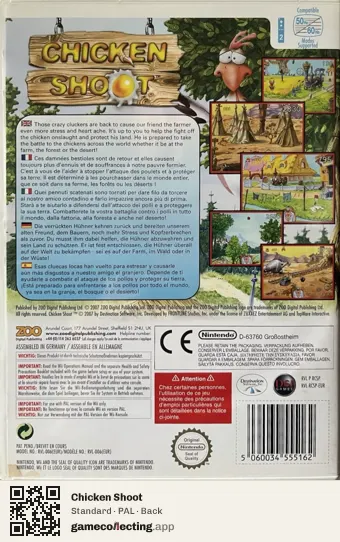 Chicken Shoot Nintendo Wii, PAL box back