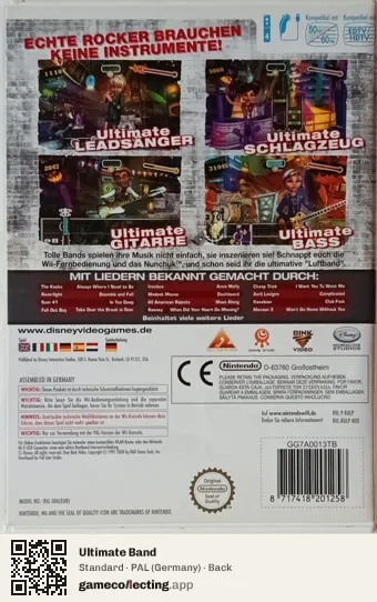 Ultimate Band Nintendo Wii, Germany box back