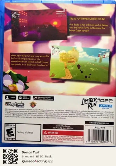 Demon Turf PlayStation 5, NTSC box back