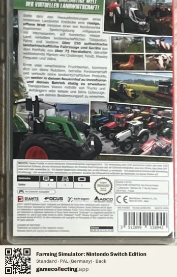 Farming Simulator: Nintendo Switch Edition Nintendo Switch, Germany box back