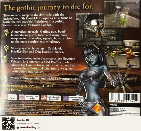 Medievil II PlayStation, NTSC box back