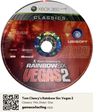 Tom Clancy's Rainbow Six: Vegas 2 Xbox 360, PAL disc