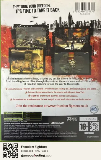 Freedom Fighters Xbox, PAL box back