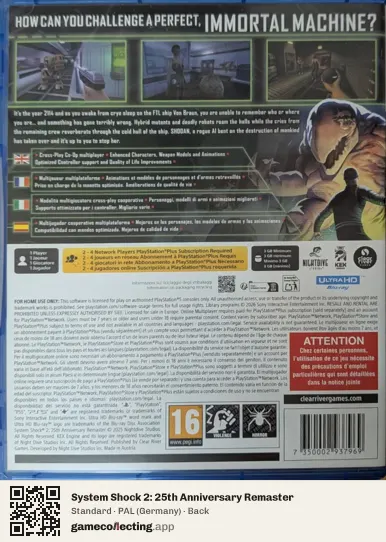 System Shock 2: 25th Anniversary Remaster PlayStation 5, Germany box back