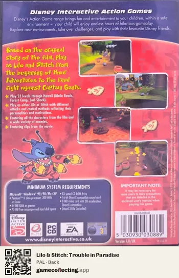 Lilo & Stitch: Trouble in Paradise Computer, PAL box back