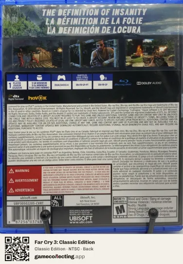 Far Cry 3: Classic Edition PlayStation 4, NTSC box back