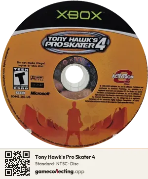 Tony Hawk's Pro Skater 4 Xbox, NTSC disc
